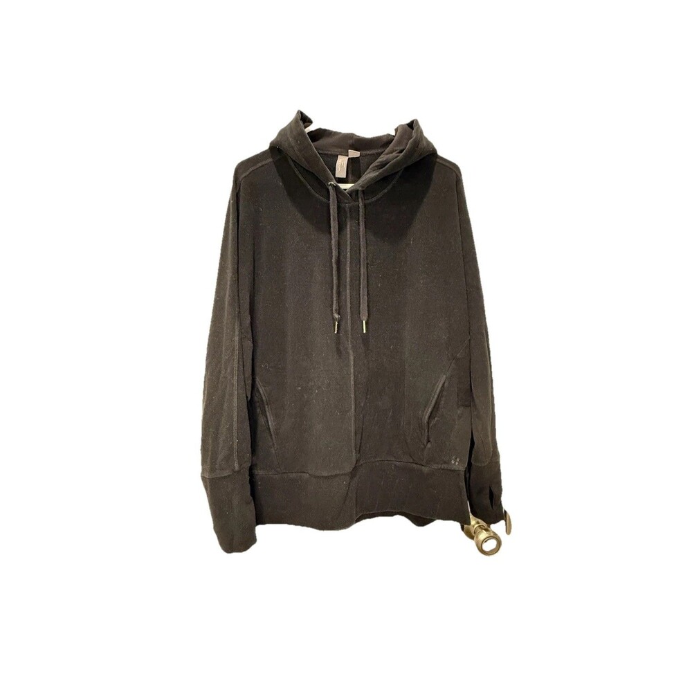 Womens Sweaty Betty Escape Luxe Fleece Hoodie Black Sweatshirt 12 Large Pullover